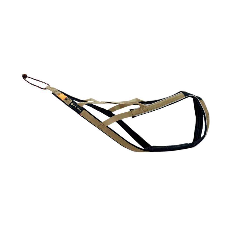 golden colored pulling x-back harness for dogs